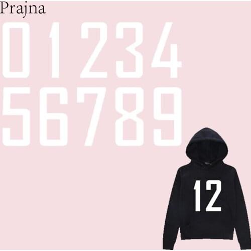 Prajna White Arab Number Iron On Transfer For Clothing Applique Thermal Heat Transfer Vinyl Sticker Stripe On Clothes Washable