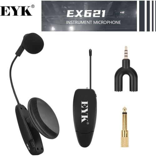 EYK UHF Wireless Instrument Microphone Suction Cup Condenser Gooseneck Mic Voice Recording Live Show for Guitar Violin Bass
