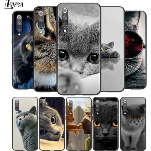 British Shorthair cat Soft TPU For Xiaomi Mi 11i 11 10T 10 9T 9 A3 8 Lite CC9 SE Note10 Lite Ultra Pro Black Phone Case