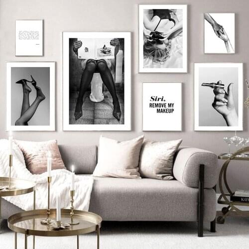 Black And White Beauty Fashion Canvas Painting Wall Picture Artistic Poster For Living Room Decoration Home Decor