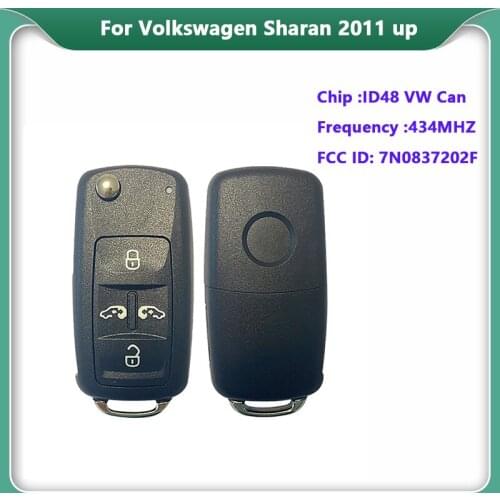 CN001120 Aftermarket 4+1 Button VW Remote key Sharan / Transporter ID48 VW Can Chip 434Mhz NON-KEYLESS GO