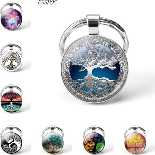 Dropshipping Tree Of Life KeyChain Vintage Handmade Glas Cabochon Art Key Chain Key Rings Tree Of Life Jewelry 2019 Fashion