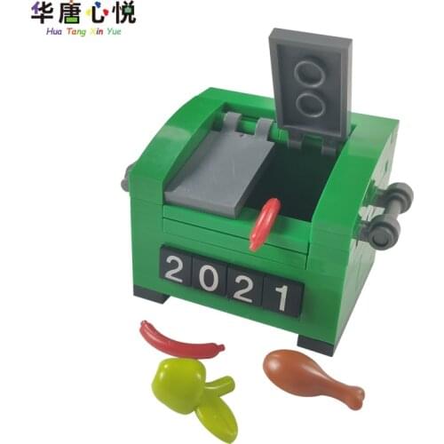 City Environmental Sanitation Series Trash Can Toys Hobby Models Building Educational DIY Compatible Cities Block Gifts For Kids