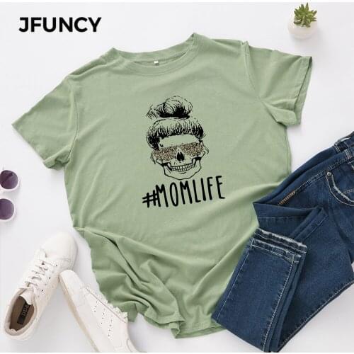 JFUNCY Plus Size S-5XL Women T-shirts Female Short Sleeve Tee Tops Print Woman Casual Tshirt 2020 Summer Cotton T Shirt
