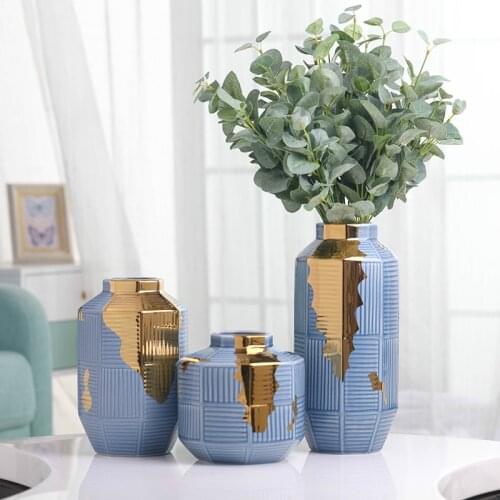 Blue Striped Ceramic Vase Home Decoration Vase