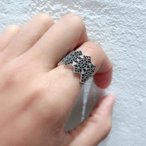 Vintage 925 sterling silver rings for women,Hollow Lace Luxury ring,Adjustable opening size Accessory party wedding jewelry