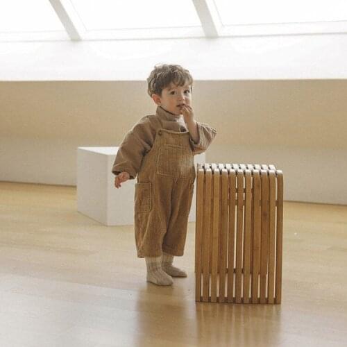 Infant Baby Clothes Sets Autumn And Winter New Korean Solid Corduroy Overalls Tops 2pcs For Boys And Girls Kids Casual Suits
