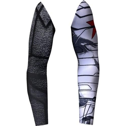 Cosplay Super Hero Soldier UV Sun Protection Arm Sleeves Sports Compression Cooling Sleeve Bucky Halloween Costume
