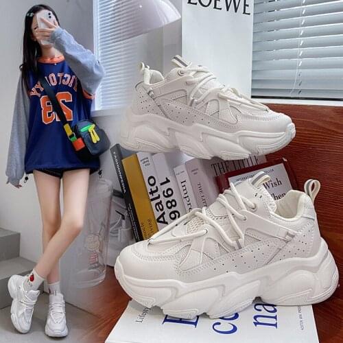 Ins Korean version of daddy shoes 2021 autumn new net red thick-soled sneakers female Harajuku high school shoes