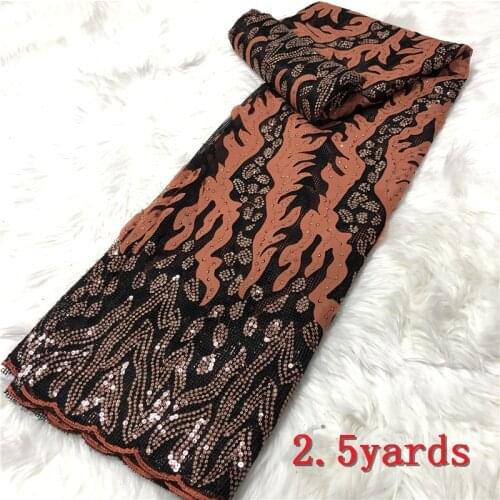 2.5yards/pcs African French Net Lace Fabric with Sequins 2021 Sequined Swiss Lace Fabrics for Wedding Mesh Tulle Lace