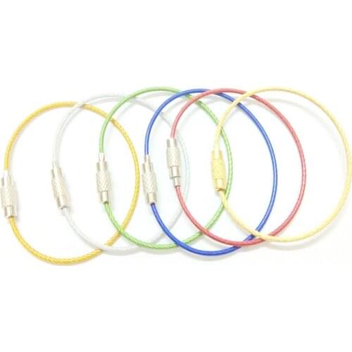 10 Pieces 304Stainless Steel Color Steel Wire Rope Multifunctional Outdoor Gadget Keychain Mountaineering Accessories 1.5*150mm