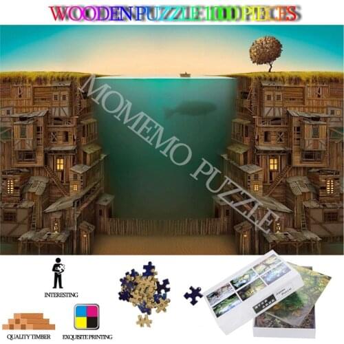 Fishing 1000 Pieces Puzzle Wooden Jigsaw Puzzles for Adults High Definition Landscape DIY Puzzle Toys Kids Educational Games