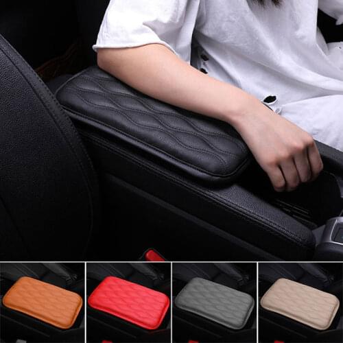 Leather Car Armrest Pad Universal Interior Car Seat Storage Box Pad Black Dustproof Cushion Cover Protective Pad