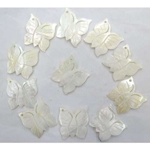 Natural Quartz crystal Abalone Shell carved butterfly Charms pendant for diy Jewelry making necklace Accessories 6PCS A13