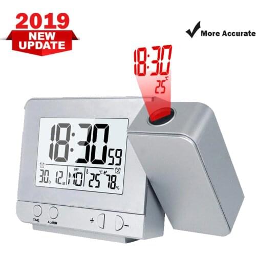 Projection Clock with Temperature Digital Timer Projector Wall Ceiling Snooze Clock Indoor Temperature Backlight Alarm Clock