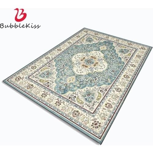 Bubble Kiss Carpet for Living Room Modern Customized Ethnic Style Non-slip Carpet Home Green Flower Pattern Bedroom Deration Rug