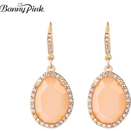 Banny Pink Elegant Geo Pendant Drop Earrings For Women Brief Resin Dangle Earrings Chunky Crystal Fishhook Earrings Pendientes