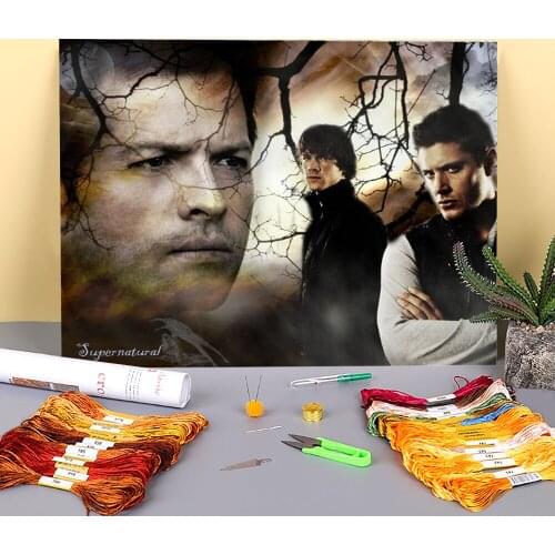 Supernatural Printed Canvas 11CT Cross-Stitch DIY Embroidery Set DMC Threads Needlework Craft Painting Handiwork Room