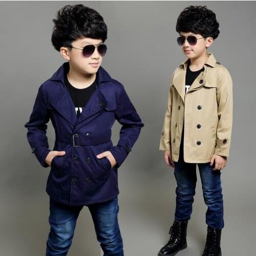 Classic kids boy trench coat gentleman causal trench coat for 4-12years boys kids children outerwear clothes