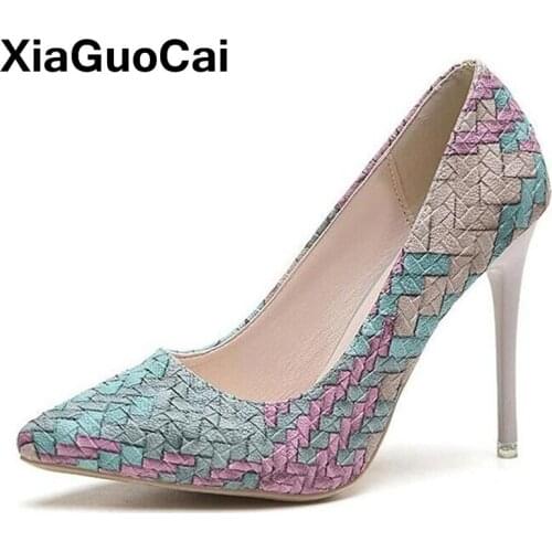 Women Shoes Pumps 2021 Summer High Heel Womans Wedding Footwear Sexy Slim Slip-On Pointed Toe Ladies Sandals Dropshipping