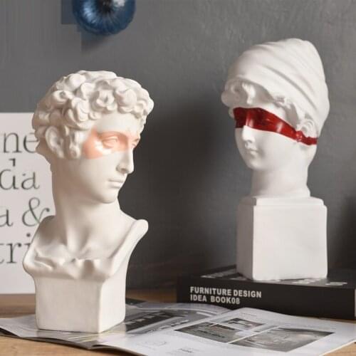 WU CHEN LONG Creative Mask Apollo British Girl Art Sculpture Giuliano Statue Crafts Home Decoration Character Figurine R4233