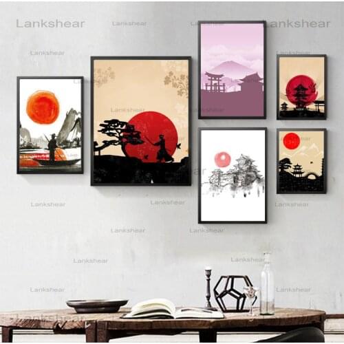 Japanese Ink Canvas Art Print Poster Watercolor Wall Paintings Picture For Living Room Decoration Home Decor Landscape Painting