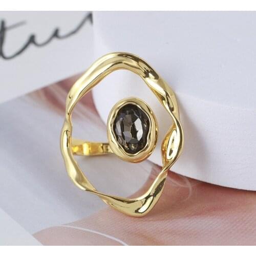Europe and the United States jewelry wholesale fold geometry irregularly set a single large diamond ring woman