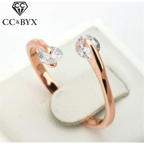 CC Jewelry Rings For Women Fashion Jewelry Simple Rose Gold Color Open Ring Bride Wedding Engagement Accessories Bijoux CC1006