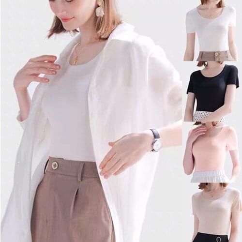 2021 Women Casual Seamless Ice Silk T Shirts Polyester O Neck Short Sleeve Top Lady Girl Solid Slim Breathable Plus Size Clothes