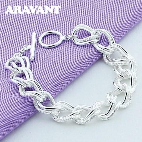 925 Silver Geometric Twisted Bracelets For Women Valentines Day Jewelry