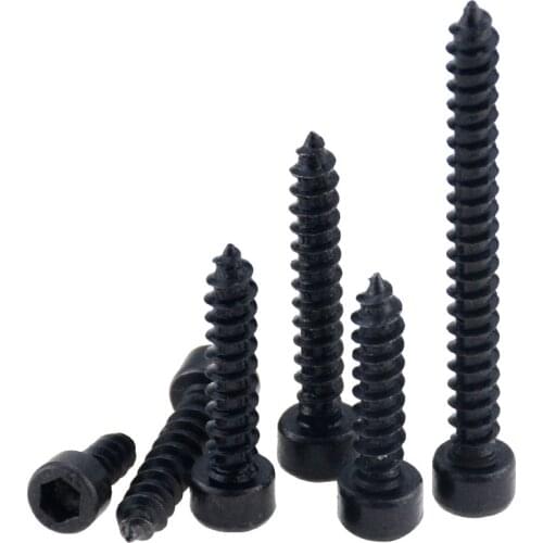 10PCS M4*10-50 20 30 35 Carbon Steel 8.8 Grade Black Hexagon Socket Cap Head Self Tapping Screw Model Screws For Speaker M4x10