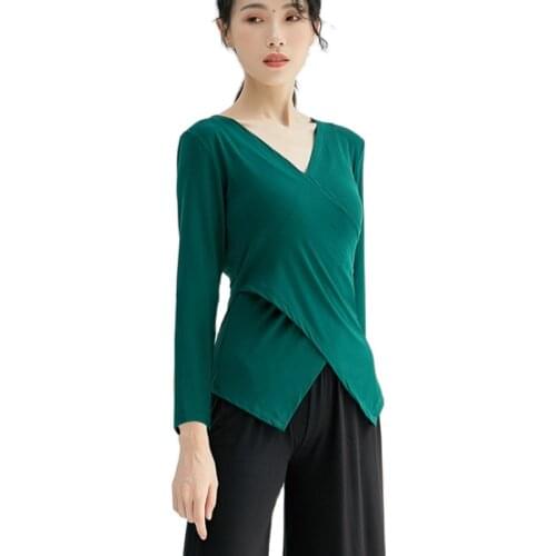 100% Cotton Plus Size Women V-neck Cross long sleeve female blouse workout Slim Spring Autumn Tee High quality very soft Tops