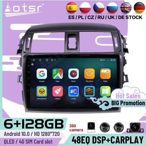 128G Carplay Android 10 Player For Toyota Corolla 2006 2007 2008 2009 2010 2011 2012 2013 GPS Navi Car Radio Receiver Head Unit