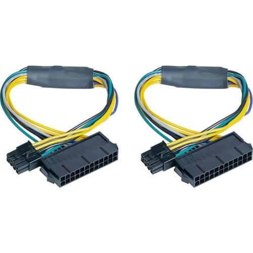 2 PCS 24 Pin to 8 Pin ATX PSU Power Supply Adapter Cable for DELL Optiplex 3020 7020 9020 Precision T1700 12-Inch(30cm)