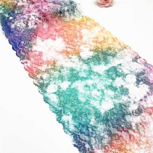 3M/lot Width 28cm Wide Mixed Floral Stretch Elastic Lace Trim Skirt Hem Underwear Sewing Craft DIY Apparel Fabrics Lace Lingerie