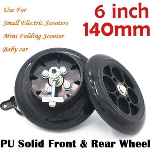 6 Inch PU Wheel 140mm Castor Wheel for Electric Scooter Easy Folding Scooter Electric Skateboard Bicycle Children Front Rear