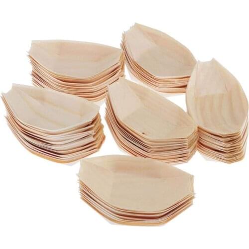 Promotion - Party Wedding Supplies, 80mm Disposable MINI Sushi/Salad/Dessert Bowl Pine Wood Boat, 50/Pack