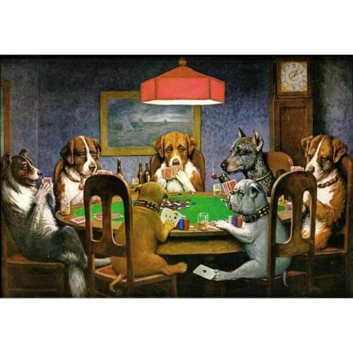 DIY full square Diamond 5D Diamond painting Playing poker dog Embroidery Cross Stitch 3D Pictures of Rhinestone mosaic