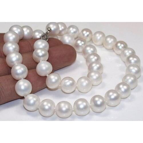 Free shipping HUGE AAA 18" 11-12MM SOUTH SEA GENUINE WHITE PEARL NECKLACE 14 r a(5.18)