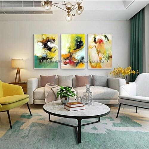 Free Shipping Hand-painted 3PCS Abstract Landscape Oil Painting Modern Canvas Painting for Living Room Decorative