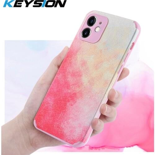 KEYSION Fashion Phone Case for iPhone 12 Pro Max 12 mini 11 Watercolor PU leather Back cover for iPhone SE 2020 XS XR X 8 7 Plus