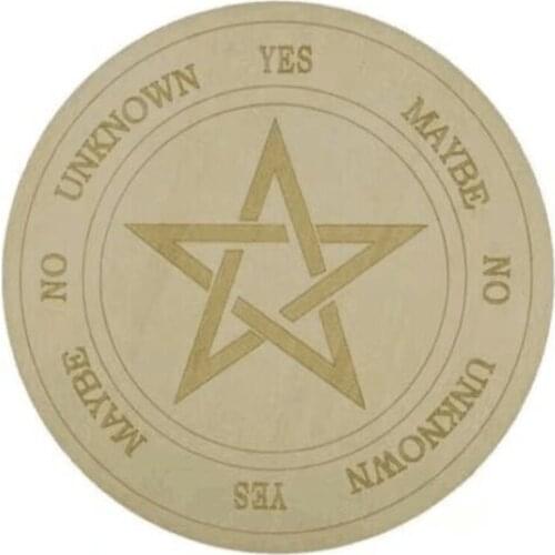 P82D Wooden Pendulum Board with Moon Star Divination Energy Carven Plate Metaphysical Altar Decoration