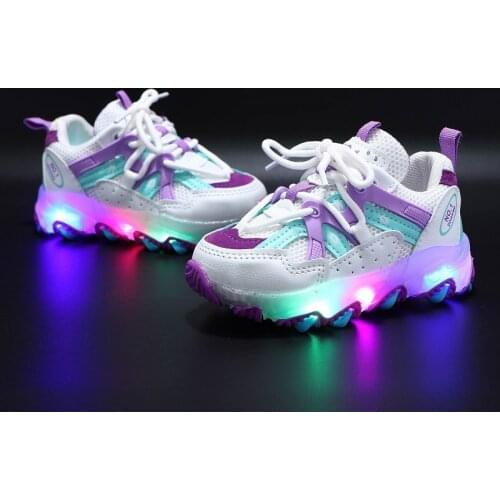 2021 Infant Size 21-30 Children LED Glowing Kids Light Up Shoes Baby Toddler Shoes Luminous Sneakers for Boys Girls Sports Shoes