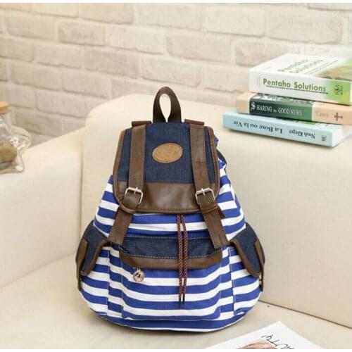 ETN BAG 062916 hot sale unisex teenager striped canvas travel backpack student school bag