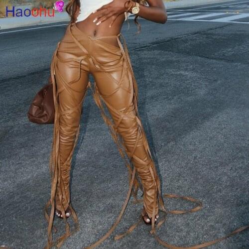 HAOOHU Women's Leather Pants