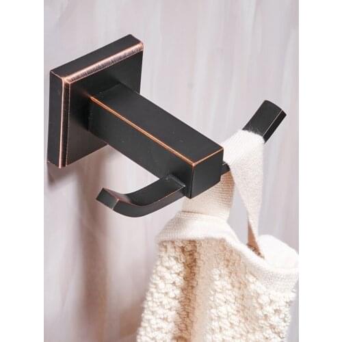 Robe Hooks Modern Style Copper Black Bathroom Hangings Black Towel Rack Clothes Hook Home Decoration Bathroom Hardware WF-92501R