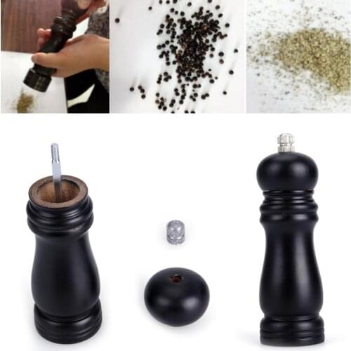 Salt and Pepper Mills Solid Wood Pepper Mill with Strong Adjustable Ceramic Grinder Kitchen Tools accessories