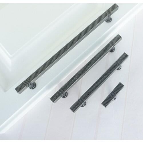 MFYS Zinc Alloy Cabinet Knobs Dark Gray Drawer Handles Pulls Kitchen Cupboard Door Handle Knob High Quality Furniture Hardware