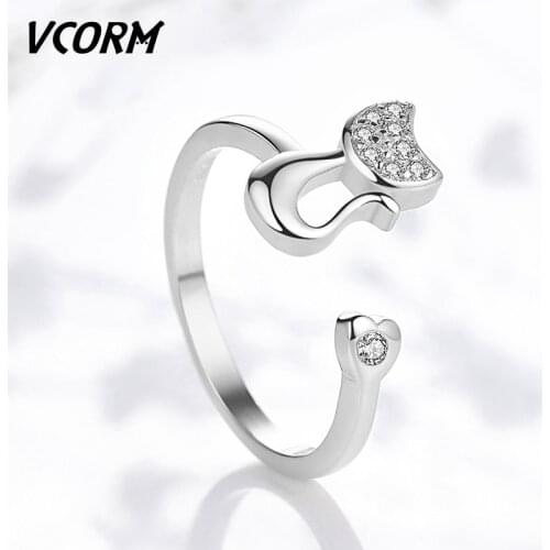 VCORM Fashion Cute Crystal Zircon Rings For Women Couple Engagement Wedding Party Charm Luxury Rhinestone Gold Ring Jewelry Gift