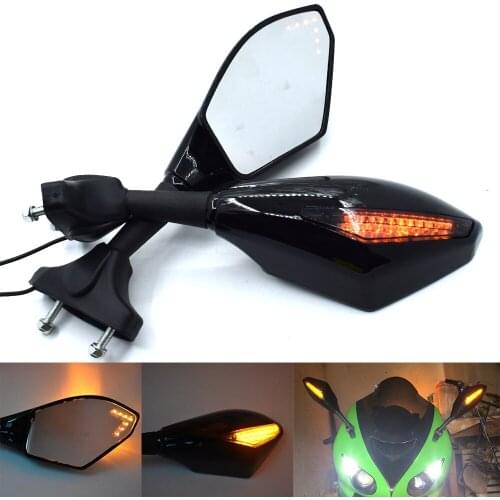 Motorcycle LED turn signal indicator rear view mirror For Honda CBR250R CBR300R CBR600RR CBR900RR CBR929RR YAMAHA R6 R3 R1 ZX6R